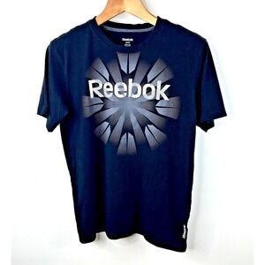 Reebok Black Short Sleeve Mens M Crew Neck Cotton Blend Logo‎ T-Shirt